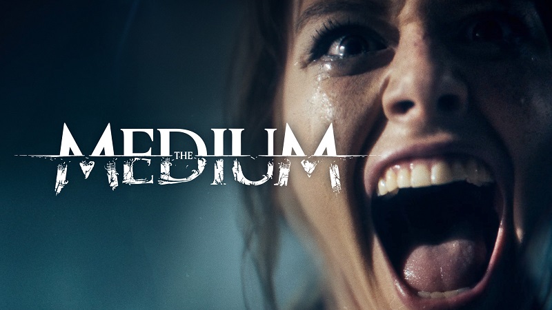 Screenshot showing a woman screaming for the live action trailer for The Medium.