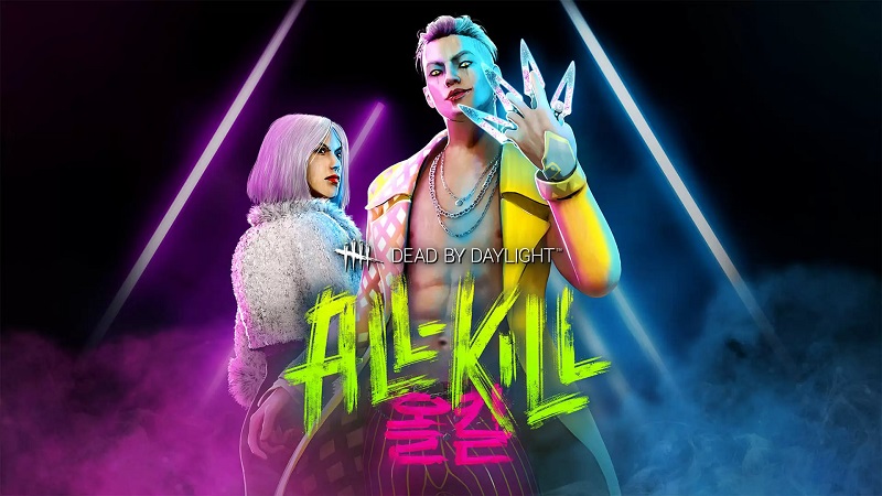 Dead by Daylight DLC All-Kill artwork showing new killer The Trickster and new survivor Yun-Jin Lee