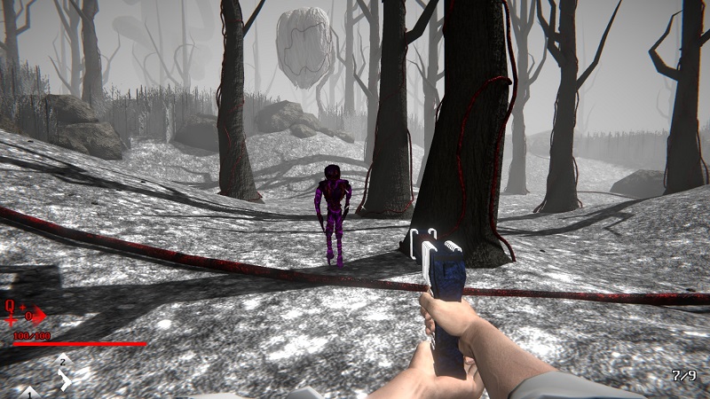 Screenshot from Seraphixial showing a purple monster coming towards the player.